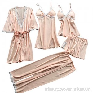 Bohelly Fashion Underwear Babydoll Sleepwear Dress 5PC Suit Charming Nightdress Pajamas Beige B07N872WZG